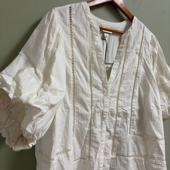 Ava & Viv Womens White Cottagecore Top Puff Sleeves Size 2X Prairie Sheer NWT - Picture 2 of 11